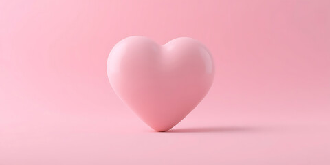 Pastel heart, delicate soft design greeting card for Valentines Day and love celebration, Top View of a Pink Heart on a light pink Background. Romantic Template with Copy Space