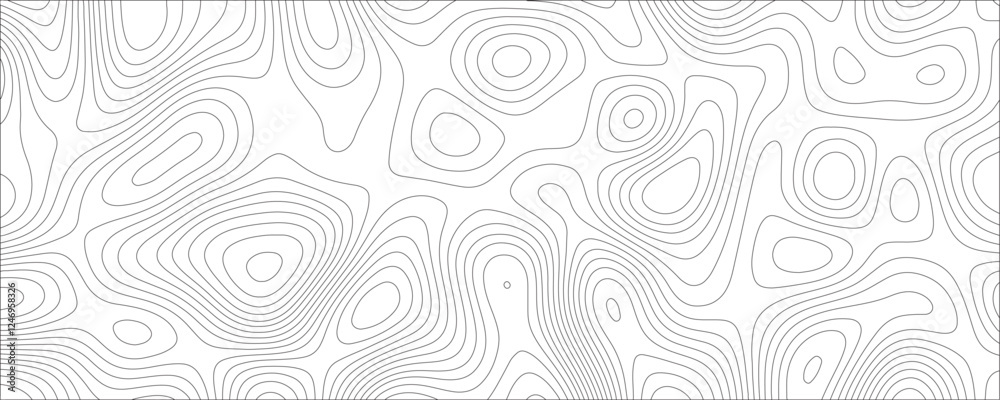 Poster Abstract grid with lines, Topographic contour map. Geographic mountain contours map texture with stains. Modern design with White background with topographic wavy pattern design.