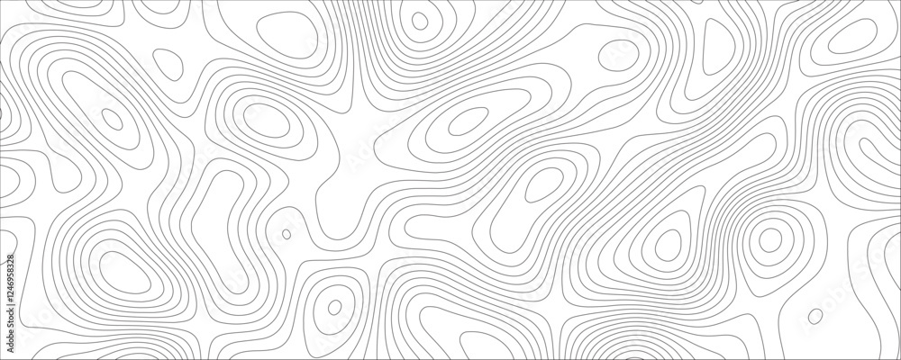 Poster Abstract grid with lines, Topographic contour map. Geographic mountain contours map texture with stains. Modern design with White background with topographic wavy pattern design.