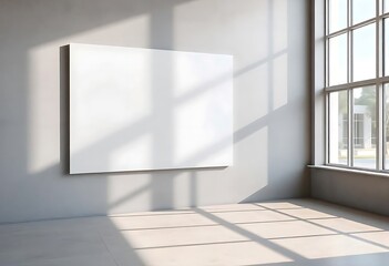Bright Empty Room with Blank Frame: Strong Window Shadows