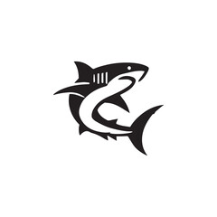 Shark silhoutee vector on white background 