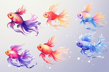 Obraz premium set of colorful sea fish icons on white