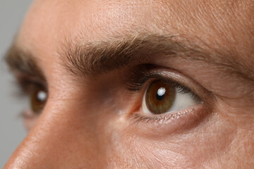 Closeup view of man with brown eyes