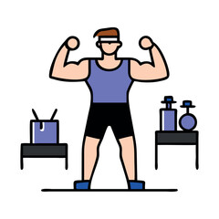 Strong man Bodybuilder vector, Muscular Man Flexing vector 