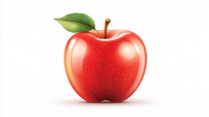 Ripe red apple with glossy surface showcasing its vibrant color and freshness against a neutral backdrop