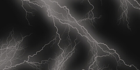 Thunder Stock Image In Black Background. Massive lightning bolt with branches isolated on black background.
