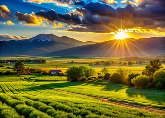 Fototapeta premium Scenic Farmland High Road to Taos, New Mexico - Bokeh Effect Stock Photo