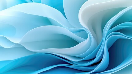 composition of fluid, wave-like fabric textures in shades of blue and white