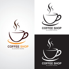 Premium coffee shop logo icon. Latte aroma symbol. Espresso hot drink cup sign. Arabica cappuccino emblem. Vector illustration.
