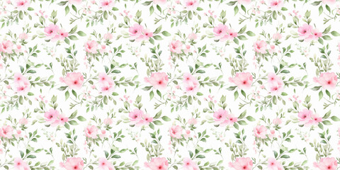 Seamless watercolor floral pattern - green leaves and branches composition on background, perfect for wrappers, wallpapers, postcards, greeting cards, wedding invitations, romantic events