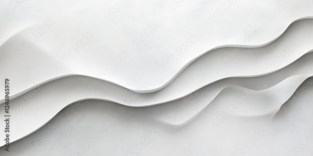 Poster Minimalist White Wavy Abstract Background with Subtle Textured Flow : Generative AI