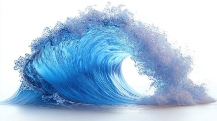 Fototapeta premium Ocean wave breaking, isolated, white background, design