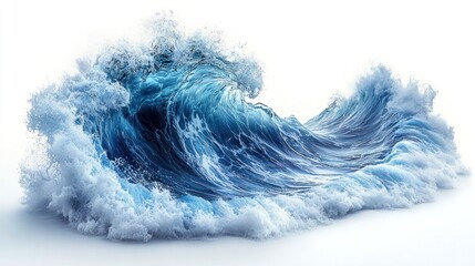 Fototapeta premium Ocean wave crash isolated white background