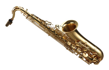 Jazz. One beautiful saxophone isolated on white