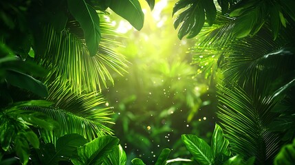 Lush Green Jungle Sunlight Heart Frame