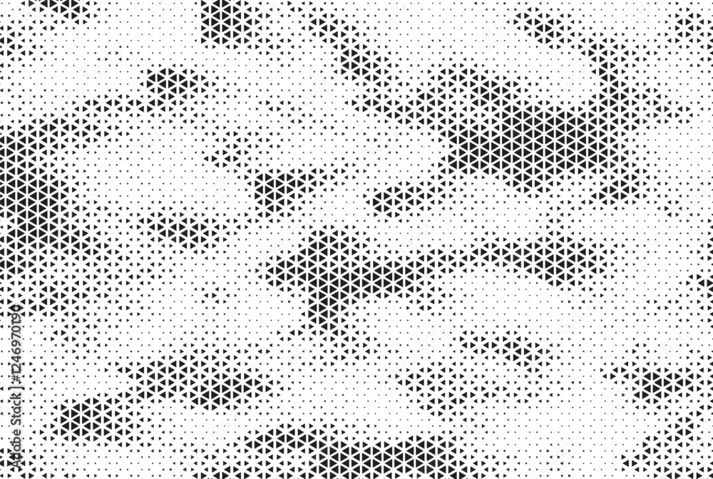 Aufkleber Triangle Shapes Vector Abstract Geometric Technology Oscillation Wave Isolated on Light Background. Halftone Triangular Retro Simple Pattern. Minimal 80s Style Dynamic Tech Wallpaper	