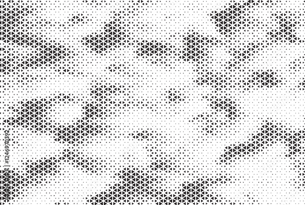 Aufkleber Triangle Shapes Vector Abstract Geometric Technology Oscillation Wave Isolated on Light Background. Halftone Triangular Retro Simple Pattern. Minimal 80s Style Dynamic Tech Wallpaper	
