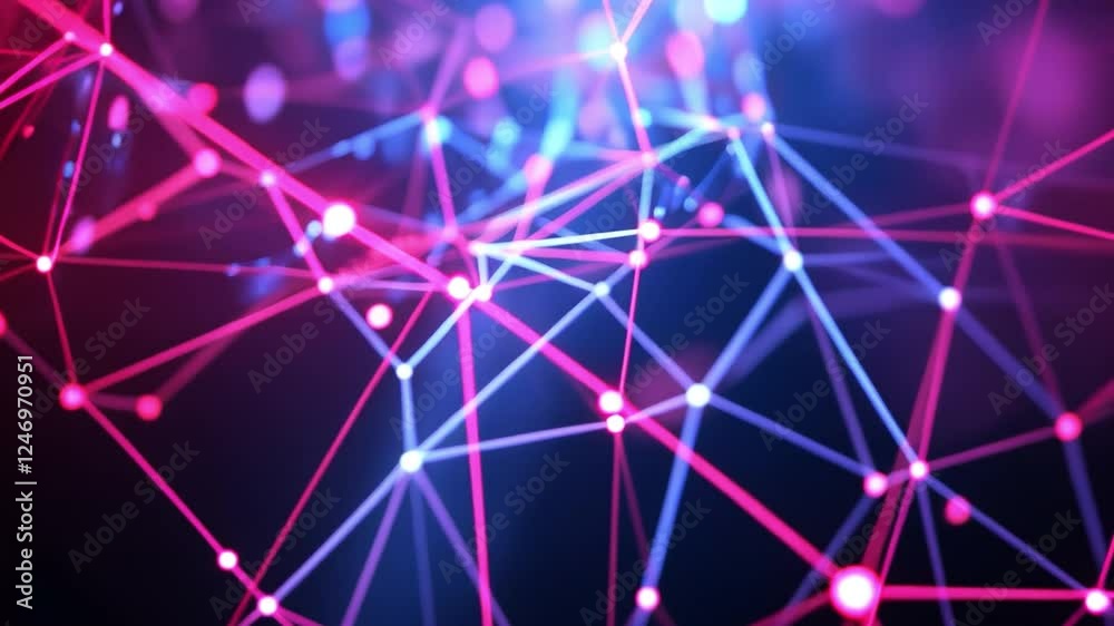 Wall mural abstract network connection: a mesmerizing visual of interconnectedness, with vibrant pink and blue 