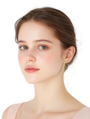Naklejka premium Natural Beauty Portrait of a Young Woman with Radiant Skin