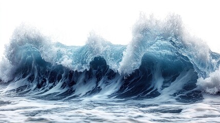 Naklejka premium Ocean wave crashing, white background, power, nature
