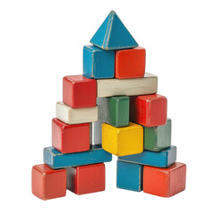 Obraz premium Wooden building blocks isolated on transparent or white background