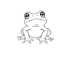 Obraz premium Line art illustration of an adorable, cute frog, vector