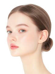 Obraz premium Natural Beauty Portrait of a Young Woman with Radiant Skin
