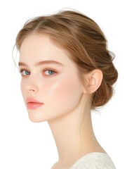 Fototapeta premium Natural Beauty Portrait of a Young Woman with Radiant Skin