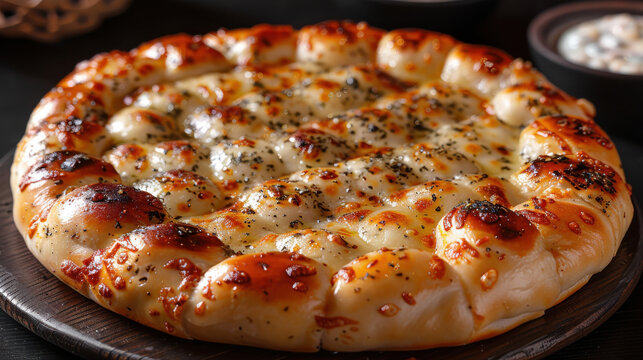 Delicious manakeesh topped with zaatar and cheese, served warm and fresh