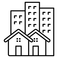 Residential Building  Icon Element For Design