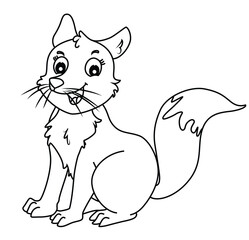 Cute cartoon hand draw vector fox coloring page.