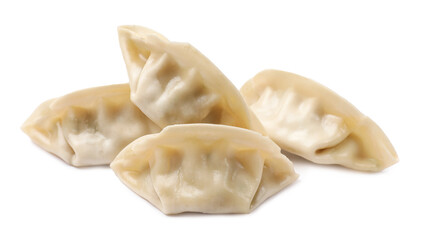 Fresh gyoza dumplings isolated on white. Chinese cuisine