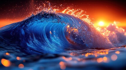 Fototapeta premium Ocean wave sunset splash background design