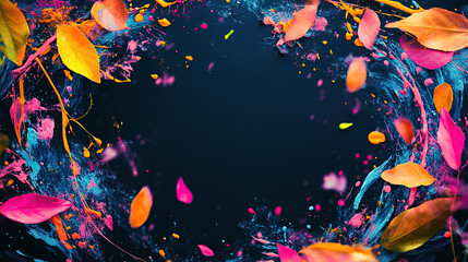 Colorful Leaves and Petals Frame