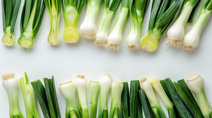 leek on white background. empty space for your text