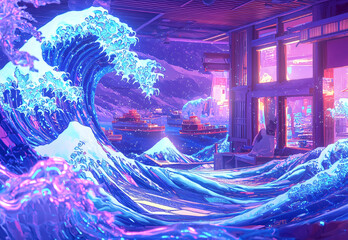 葛飾北斎01/46「富嶽三十六景 神奈川沖浪裏」リデザイン