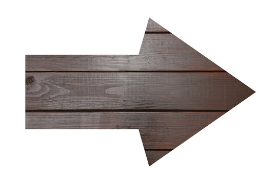 Arrow with wooden texture isolated on white