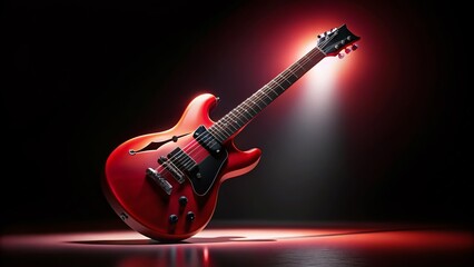 Silhouette of a Red Electric Guitar - 3D Rendered Stock Photo