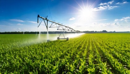Efficient irrigation system watering vast green farmland