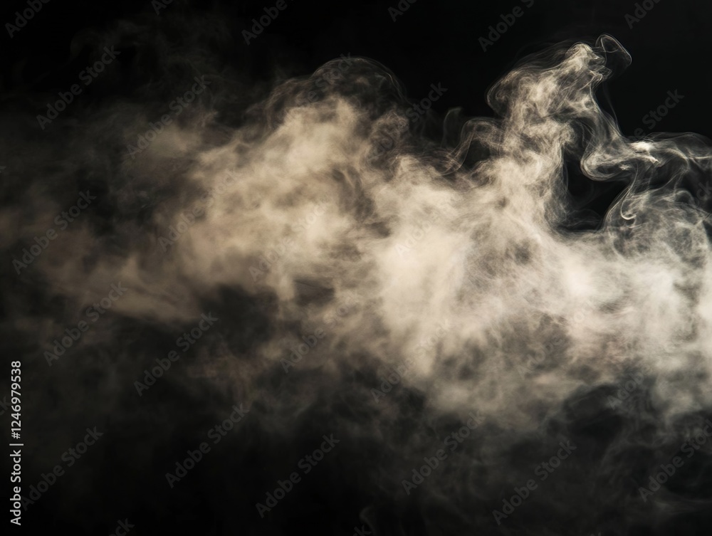 Poster dramatic smoke clouds rising against dark background creating atmospheric effect : generative ai