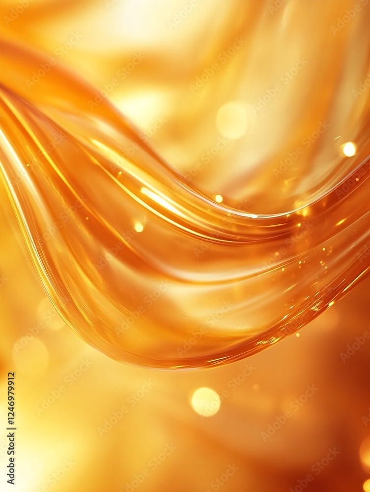 Poster Golden Abstract Liquid Texture with Flowing Enhancements and Twinkling Highlights : Generative AI