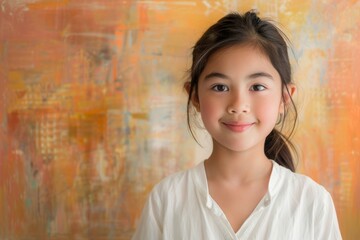 Smiling child against colorful background