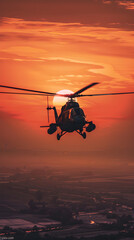 Sunset Beauty: A Mesmerizing Capture of PZ Helicopter in Flight