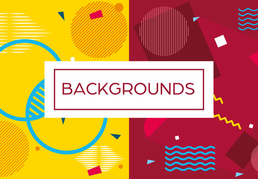 Colorful Abstract Backgrounds Dynamic Shapes Colorful Background Set