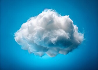 Naklejka premium Soft White Cotton Wool Clouds Silhouette Against Vivid Blue Sky
