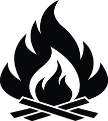 Campfire icon, bonfire vector silhouette, Campfire vector illustration, fire vector  
