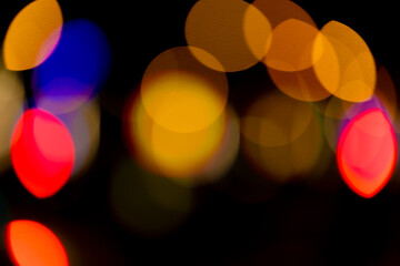 Abstract Background Colored Circles on Black Background