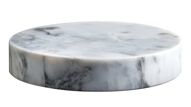 Round marble pedestal isolated on transparent or white background