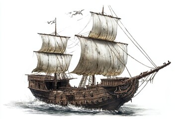 image of a pirate ship isolated on a  background