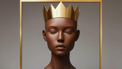 Front view of woman wearing golden crown